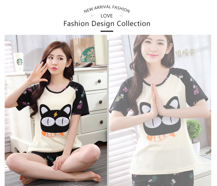 Mùa hè mới cho phụ nữ đồ ngủ cotton Quần short nữ ngắn tay mùa hè giản dị XL phụ nữ phục vụ tại nhà pijama