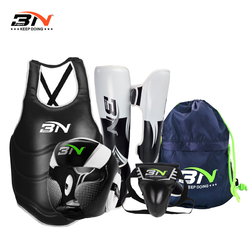 BN Boxing protective gear Head protection Chest protection Crotch protection Leg protection Adult children Sanda boxing Muay Thai armor set