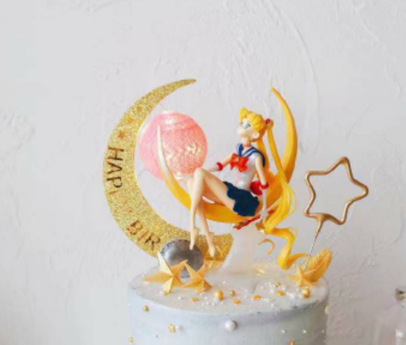 Birthday cake decoration ornaments Beautiful girl long hair moon starry sky lamp West point pastry scene jewelry