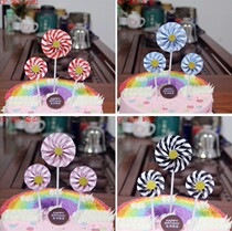 Birthday baking cake insert color paper fan flower sunflower decoration plug-in party dessert dress