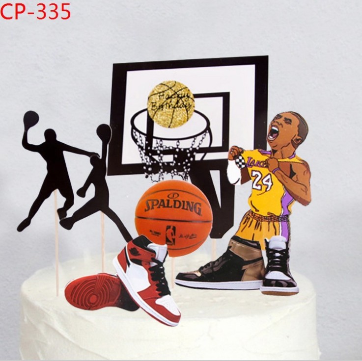 Birthday Cake Decoration Fittings Basketball Set Plug Card Flag Basketball Shoes Dessert Decoration Insert