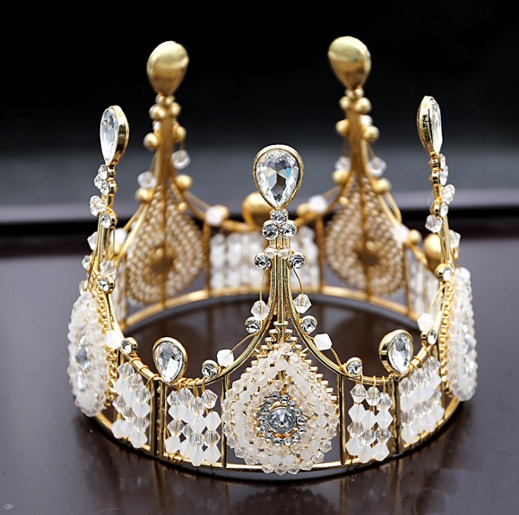 Birthday Cake Baking Decoration Bride Eurostyle Alloy Crown Birthday Accessories Handmade Queen Big Round Headwear