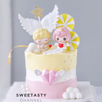 Creative cartoon Chinese Valentines Day Valentines Day Cupid Little Angel Cake Decoration Angel Wings Windmill Dress