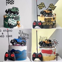 Remote control car cake decoration male children electric off-road car cool Net Red birthday baking west spot dress
