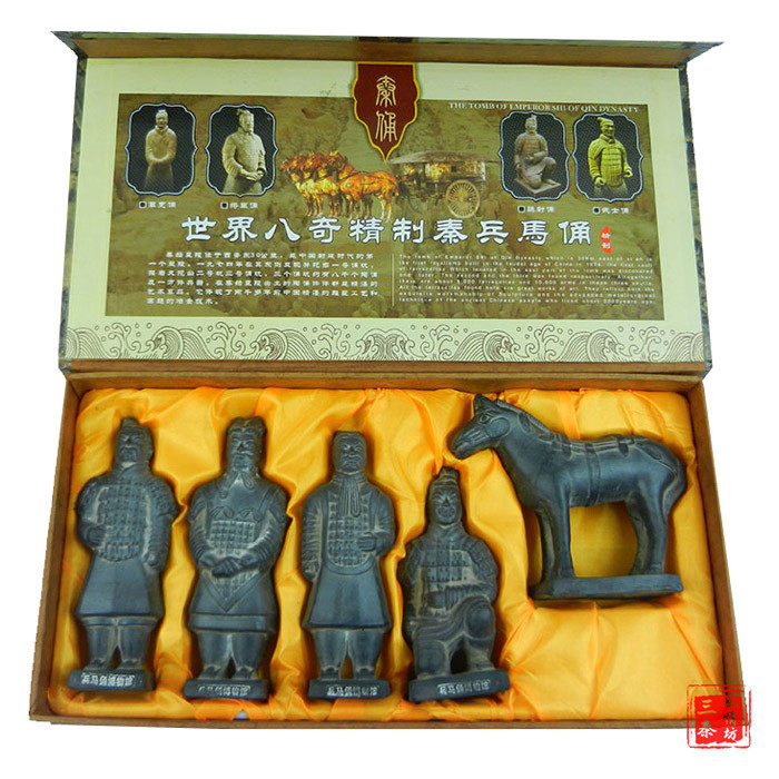 Qin figurines Soldier figurines Horse figurines Boxed set Clay resin copper alloy Town house foreign affairs tourism Home decoration
