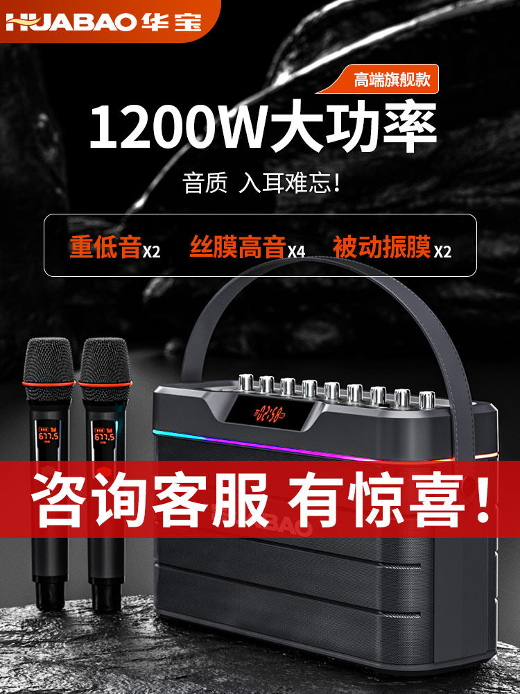 Heavy Bass High-Power Ktv Bluetooth Speaker for Outdoor and Home Use, Karaoke, German Berlin Sound Electric Blowpipe Speaker