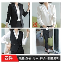 Черная куртка, штаны, жилет, рубашка, комплект