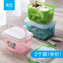 Camellia storage box Small transparent storage box Plastic portable covered storage box Underwear toy snack storage box