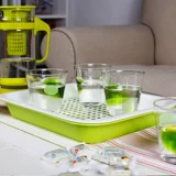 茶花 Пластиковая двухэтажная сушилка, прямоугольный чайный сервиз для домашнего использования со стаканом