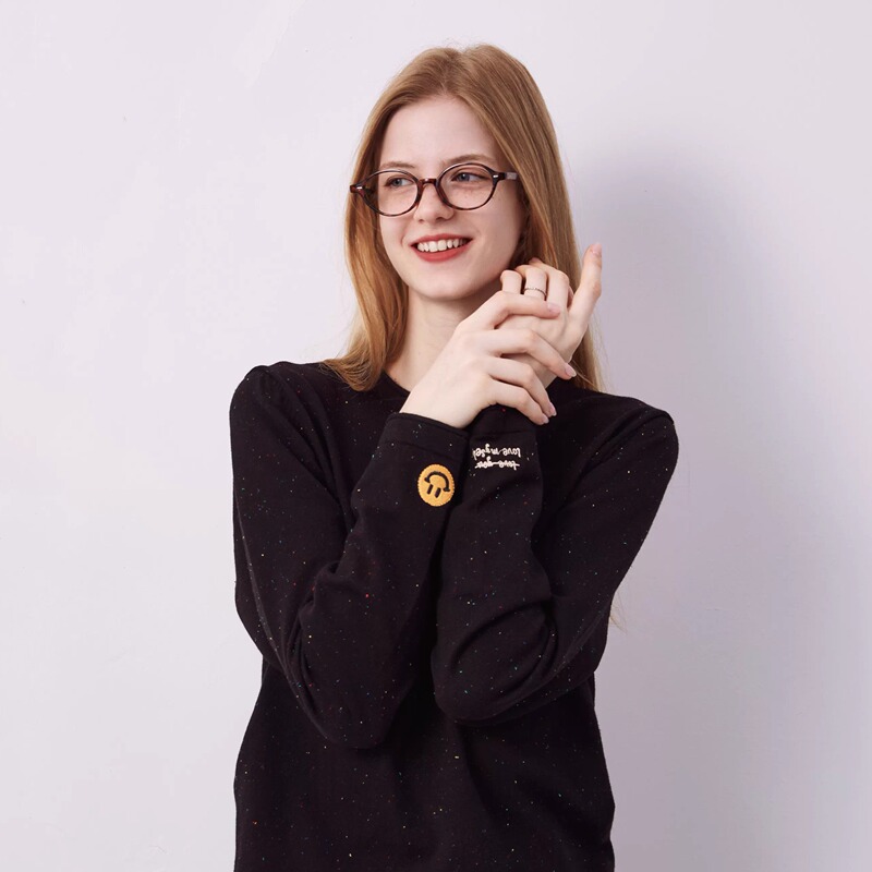 Qinian Original Layered Collar Base Shirt, Ribbed Knit Base Shirt, Pure Cotton Colorful Dot Xinjiang Cotton Knit Sweater