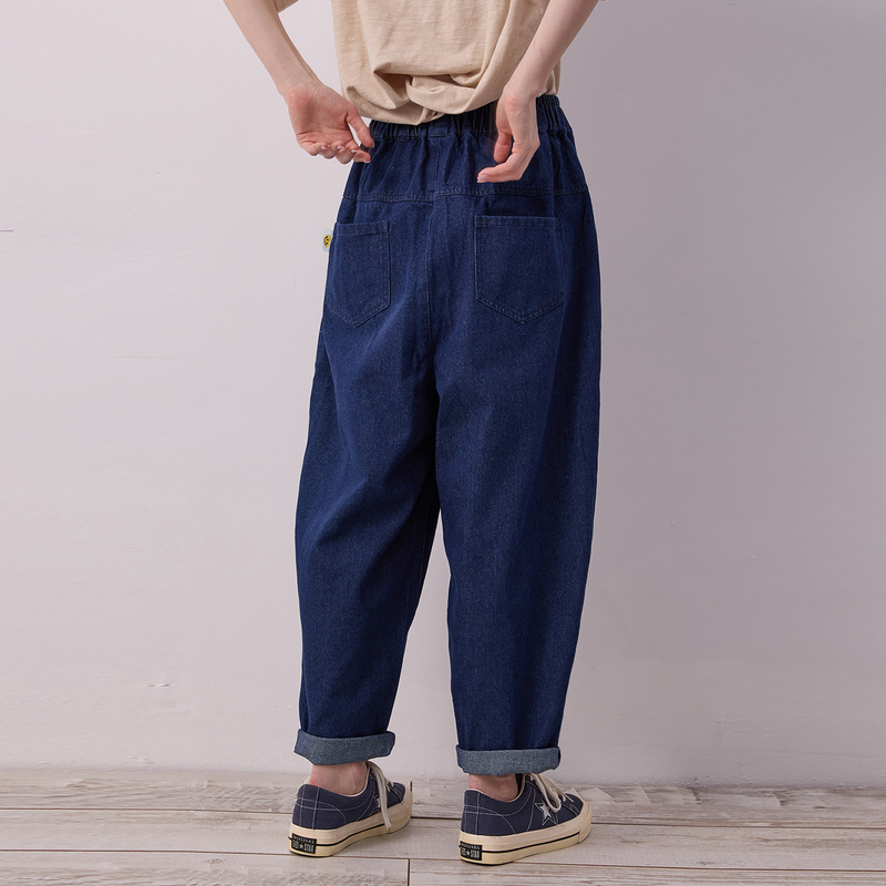 Qinian Original Cotton Cocoon-Shaped Jeans, Loose Plus-Size Harem Pants, Cat Dad Pants, Banana Pants, Denim Scimitar Pants