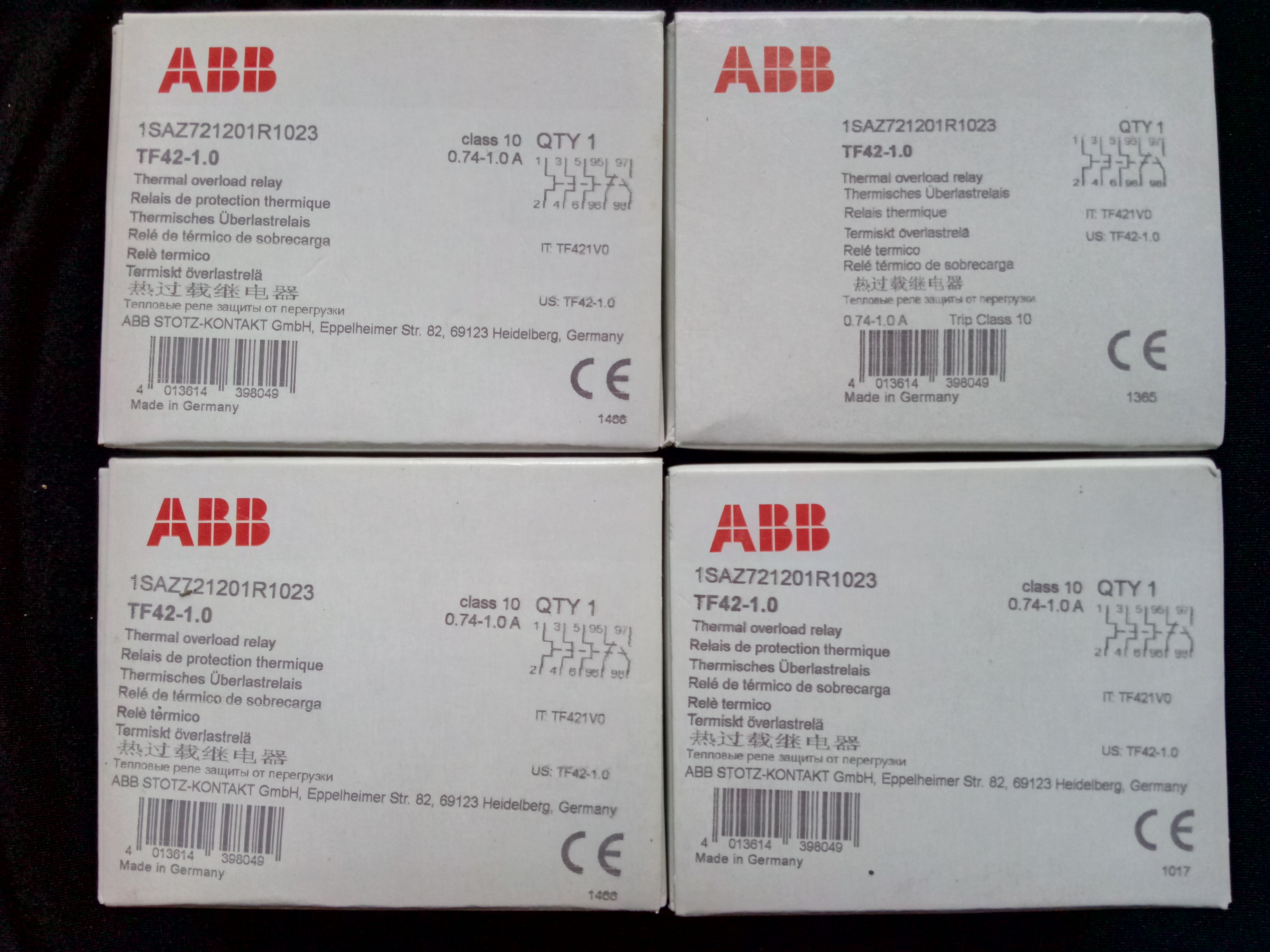 New original installation ABB TF series thermal overload relay TF42-1 0 0 74-1 0A 0A)
