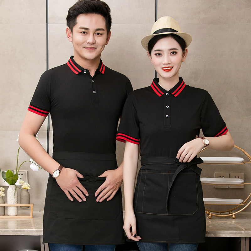 Hotel Dining Room Catering Uniform T-Shirt Barbecue Shop Chain Hotel Milk Tea Fast Food Restaurant Attendant T Summer Pure Cotton