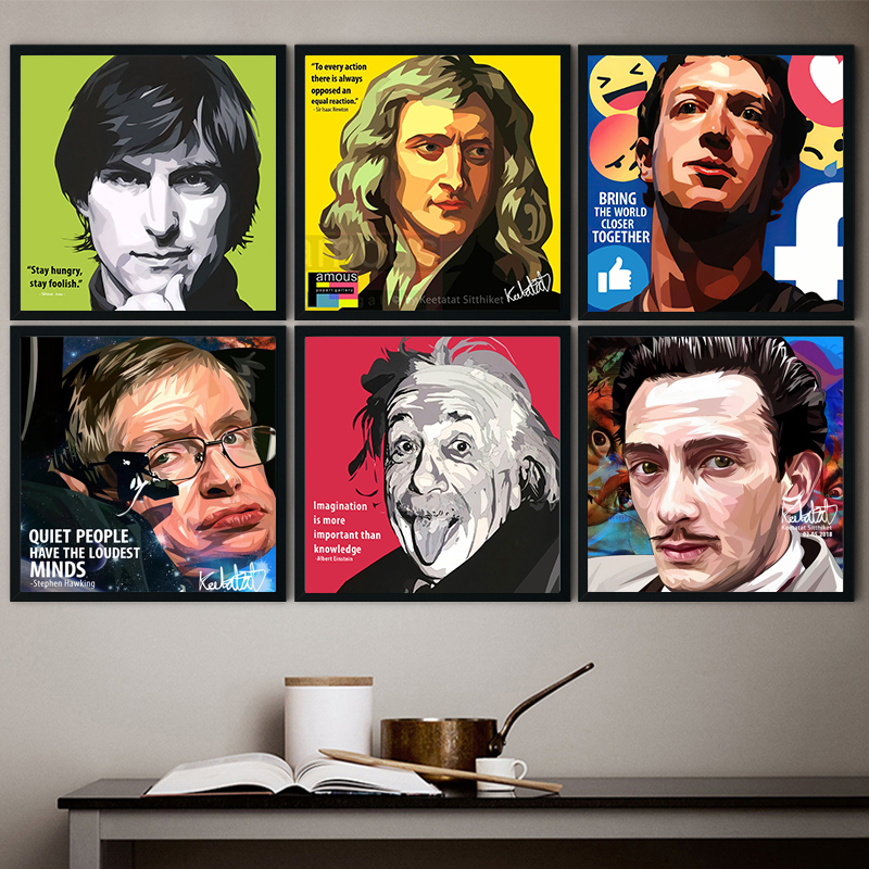 Trendy Pop Art Style Scientist Newton and Musk Poster Hanging Painting Studio Living Room Office Style Decorative Painting Trendy Pop Art Style Scientist Newton and Musk Poster Hanging Painting Studio Living Room Office Style Decorative Painting