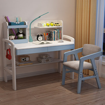 Solid wood desk with bookshelf Pink lifting study desk Student writing desk Home computer desk Simple girl