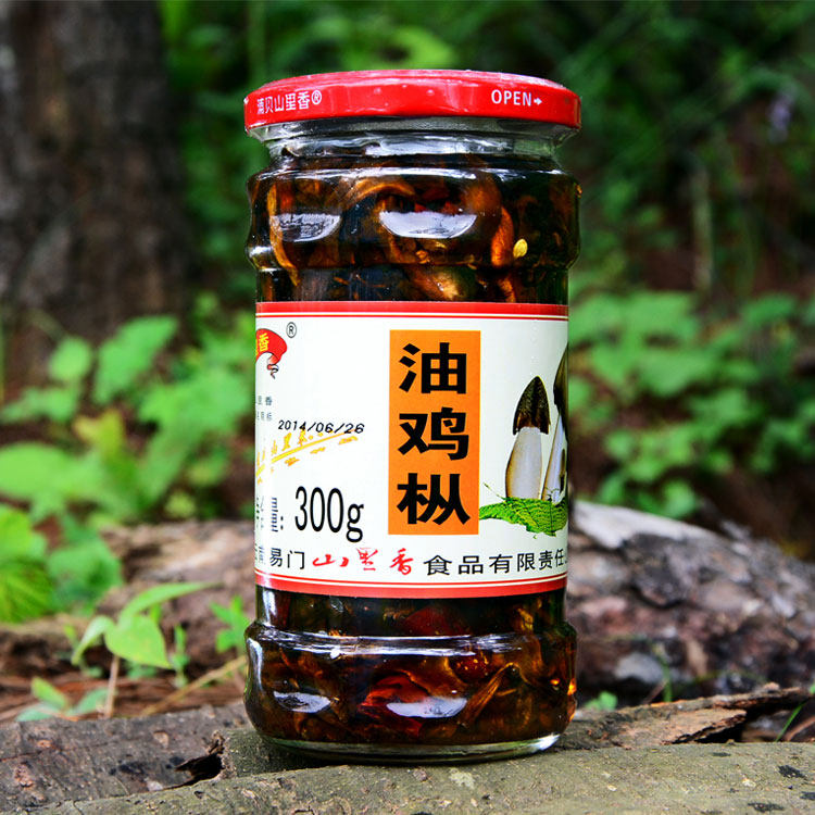 Yunnan Easy Door Mountain Rim Sesame Oil Chicken Silk Mushroom Fried Edible Mushroom Leftover Rice Noodle rice noodles ready-to-eat Porridge Glass Bottle