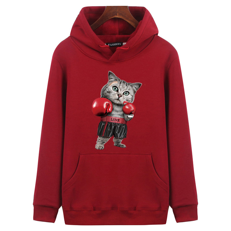 Phiên bản nam Hàn Quốc của áo len nam xu hướng sinh viên cộng với áo len nam dày có mũ trùm đầu áo hoodie thể thao ấm áp màu đen áo hoodie nỉ bông dày