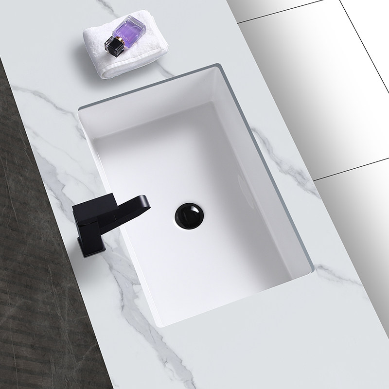 Ceramic undercounter basin wash basin single sink embedded square basin balcony powder room laundry wash basin flat bottom household