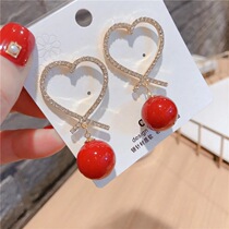 Pearl Silver Needle South Korea Dongdaemun Fashion Ladies Big 925 Earrings Rhinestone Earrings Earrings Love Internet Celebrity Earrings