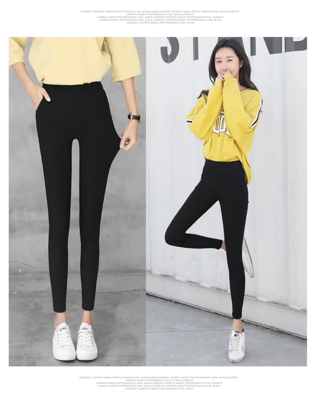 Quần legging giả tuyết bông tuyết mặc quần sắt đen mỏng cộng với quần nhung bút chì bó sát quần