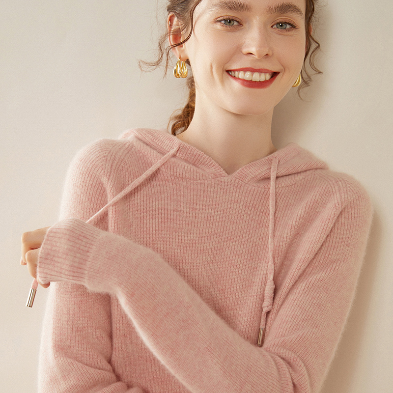 New Winter Cashmere Thickened Hoodie, Loose and Versatile, Slimming Knitwear, Solid Color Casual Hooded Sweatshirt