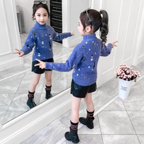 Girls Sweater 2021 New style girl plus velvet padded children mink velvet big children bottoming knitwear Christmas