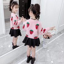 Mink velvet girl sweater autumn winter 2021 new children thick high neck base shirt big boy girl foreign style coat