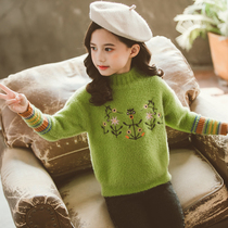 Girls Sweater Pullover 2021 Autumn and Winter New Childrens Dress Baby Warm Thick Wool Knitted base shirt