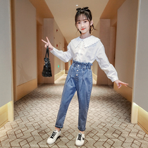 Girl Spring Clothing Suit 2022 New Internet Red Ocean Gas 7 Children Trendy Two Sets Spring Autumn 9 Big Child Clothes 12 years old