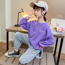 Girls spring clothing suit 2022 new CUHK Tong Han version Trendy Childrens Web Red Sports Long Sleeve Two Sets