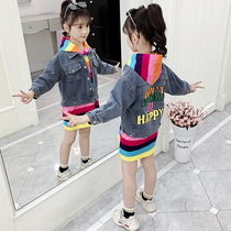 Girls cowboy jacket autumn clothing 2021 new children Foreign style Net red autumn little girl childrens clothing spring and autumn children