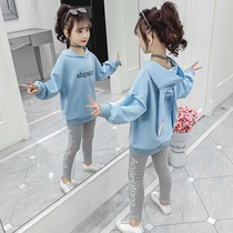 Girls autumn suit 2021 new foreign-style childrens spring and autumn childrens clothing girls Sports Net red Korean version of the tide