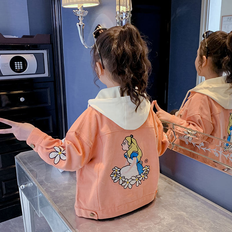 Girl Spring Clothing Jacket 2022 New Foreign Pie Children 12 Great Children Clothes 10 Year Old Even Hat Jacket Spring Autumn Short Cloak