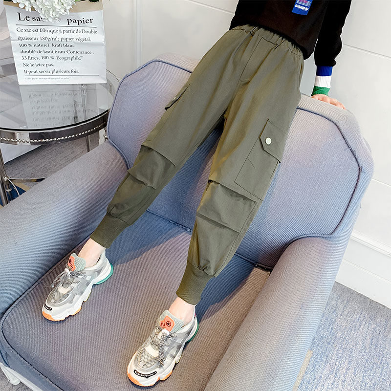 Girl's work dress pants new casual 2022 children pants spring outfitting outside wearing long pants big child spring autumn foreign pie casual pants