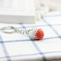 Strawberry keychain cute hipster keychain creative ceramic bag pendant decoration female car key chain
