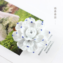 Jingdezhen ceramic incense burner line incense pan incense seat New clay Lotus Lotus original white porcelain coarse pottery