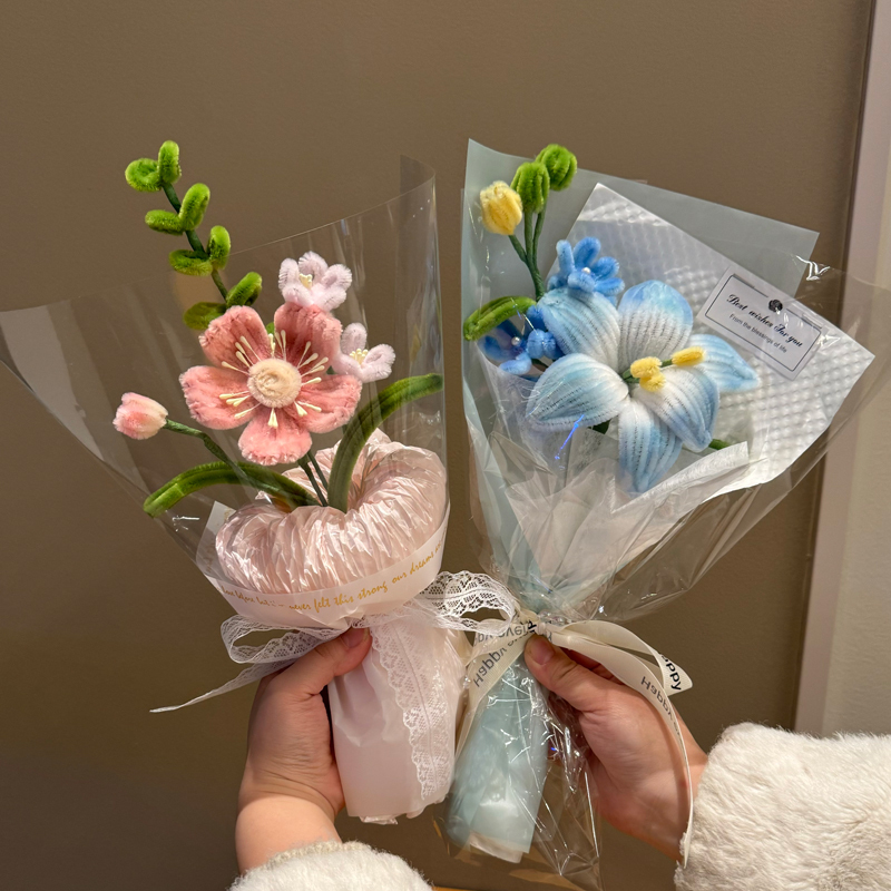 Mother's Day Bouquet Twist Stick Finished Product DIY Handmade Material Kit Gift for Mom, Teacher, Customer, Spring Gift Flower