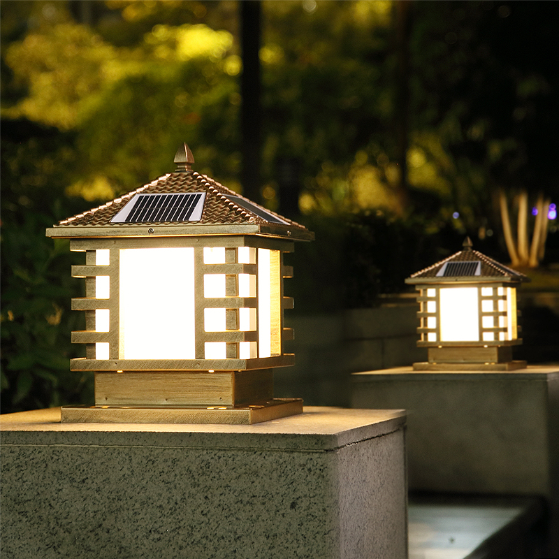 Solar Column Headlights Patio Pillar Lamp Villa Door Column Lamp Gate Lamp Outdoor Wall Lamp Wall Headlights Square