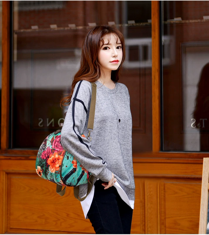 Gió quốc gia 3D ba lô vải Oxford không thấm nước ba lô nhỏ đa năng sử dụng kép nylon vải chéo nữ túi thủy triều - Ba lô