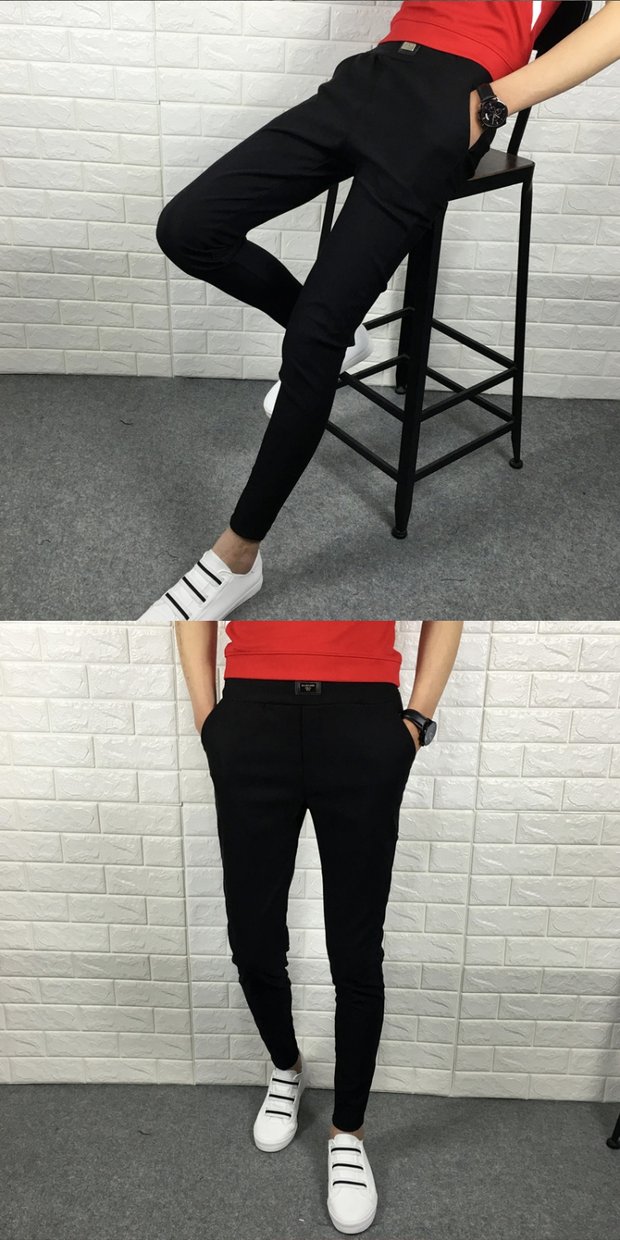 Người đàn ông tay đỏ nhanh tay với quần anh chàng xã hội phiên bản Hàn Quốc quần lửng ống rộng lưới màu đỏ quần âu nam chín quần quần âu nam đẹp