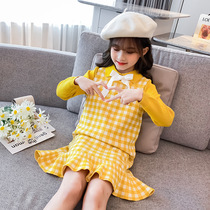 British nextkiss girls sweater skirt 2021 spring new Korean version of the dress in the big childrens two-piece tide