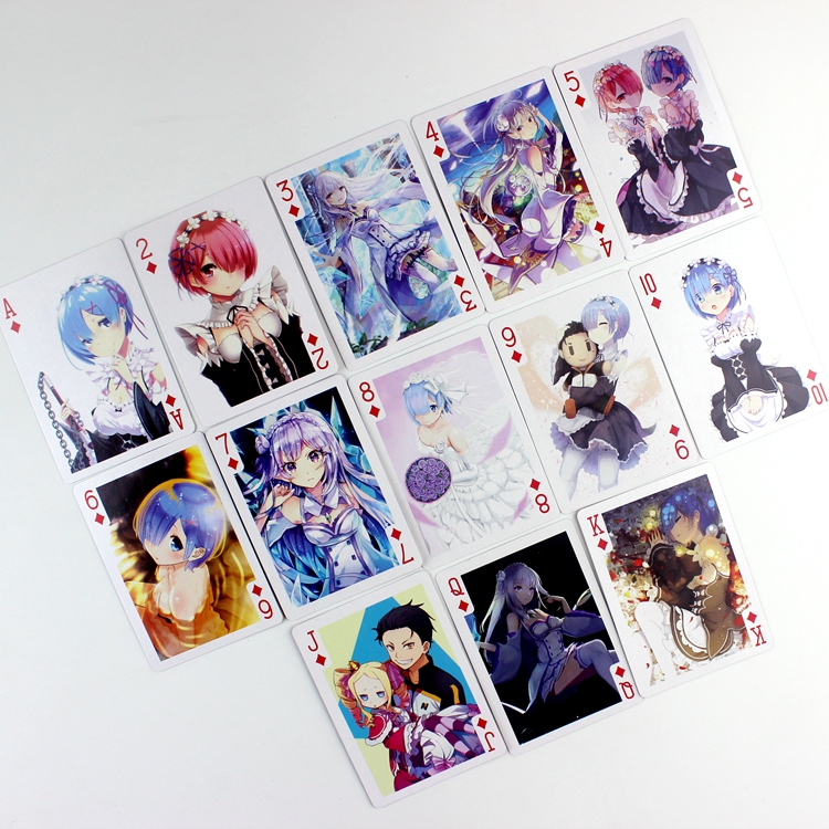 Re: Thế giới khác nhau cuộc sống từ đầu Rem Lam Poker phim hoạt hình anime thẻ ngoại vi thẻ chơi sticker cute đồ ăn