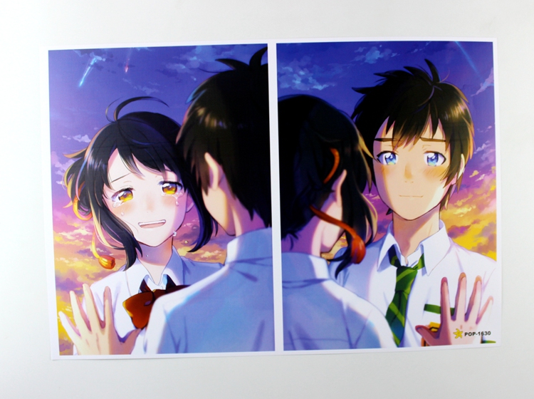 Tên của bạn Lihua 泷 Ba lá 8 embossed poster phim hoạt hình Nhật Bản anime tường stickers mural dán những hình dán cute