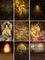 Photo studio theme costume Hanfu exotic flying sky photo background cloth Dunhuang Buddhist mural background paper