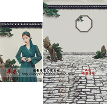 Photo studio costume photo theme background Chinese style retro meticulous painting cheongsam photo background cloth
