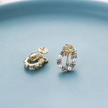 Bowknot mosquito coil ear hole ear clip painless silicone fairy Air forest Super fairy sweet beauty earrings female