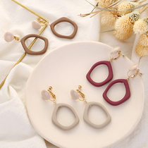 Korean temperament simple frosted irregular earrings gentle sweet earrings girl cute versatile earrings no ear clip
