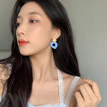 Senior sense niche color Baroque earrings female Korean Net red temperament fashion personality exaggeration earrings ear clip