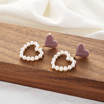 Sweet girl love earrings Korean simple temperament Joker heart-shaped earrings earrings ear studs earrings earrings