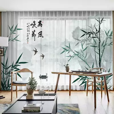 Modern simple pure white atmosphere Teahouse office landscape painting transparent celebrity sunscreen curtain curtain custom
